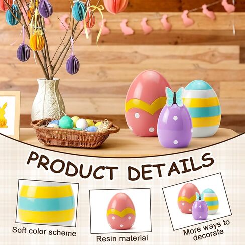 Wesiti 21.3'' Large Stacked Easter Eggs Outdoor Decorations Giant Resin Egg Figurine for Front Porch Jumbo Easter Egg for Home Kitchen Farmhouse Party Decor in Saudi Arabia