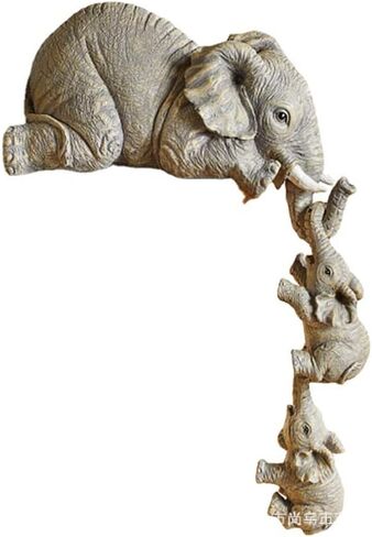 هدايا لتماثيل ديكور الأم والأفيال، تماثيل أمهات الفيل المعلقة للأطفال معلقة على الحافة، مجموعات تماثيل ليوم قدم الأم (3 قطع) in Kuwait