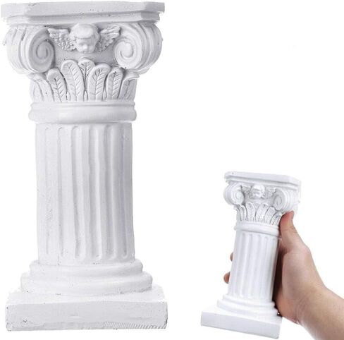 عمود Etiger الروماني، تمثال من الراتنج على شكل عمود يوناني، تمثال تمثال صغير بقاعدة مركزية، لحفلات الزفاف والحديقة المنزلية والديكور الداخلي والخارجي (أبيض) (أبيض) in Kuwait