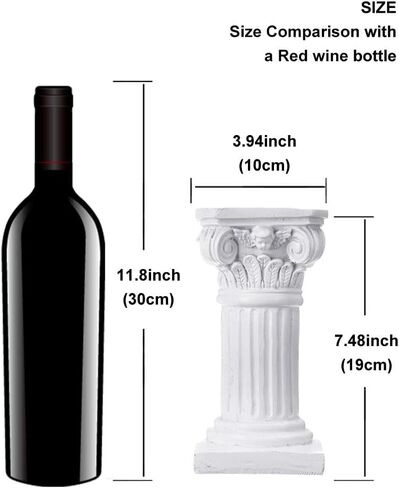 عمود Etiger الروماني، تمثال من الراتنج على شكل عمود يوناني، تمثال تمثال صغير بقاعدة مركزية، لحفلات الزفاف والحديقة المنزلية والديكور الداخلي والخارجي (أبيض) (أبيض) in Kuwait