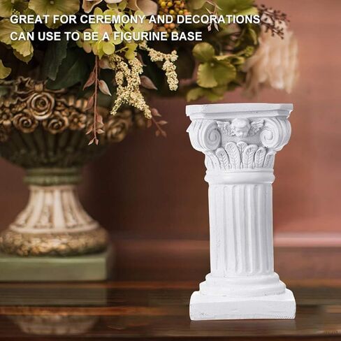 عمود Etiger الروماني، تمثال من الراتنج على شكل عمود يوناني، تمثال تمثال صغير بقاعدة مركزية، لحفلات الزفاف والحديقة المنزلية والديكور الداخلي والخارجي (أبيض) (أبيض) in Kuwait