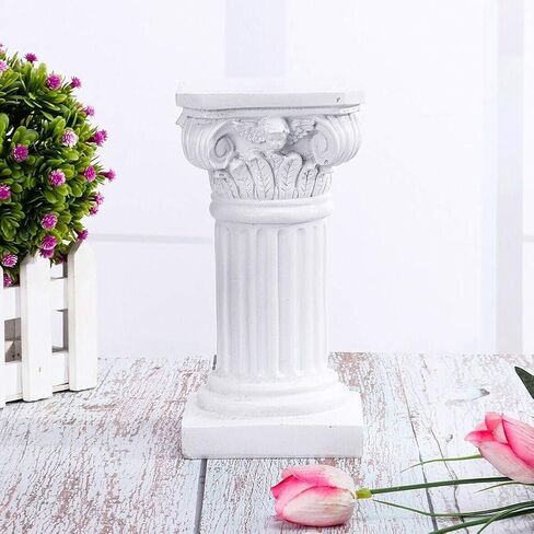 عمود Etiger الروماني، تمثال من الراتنج على شكل عمود يوناني، تمثال تمثال صغير بقاعدة مركزية، لحفلات الزفاف والحديقة المنزلية والديكور الداخلي والخارجي (أبيض) (أبيض) in Kuwait