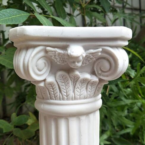 عمود Etiger الروماني، تمثال من الراتنج على شكل عمود يوناني، تمثال تمثال صغير بقاعدة مركزية، لحفلات الزفاف والحديقة المنزلية والديكور الداخلي والخارجي (أبيض) (أبيض) in Kuwait