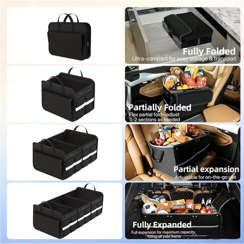 منظم وتخزين صندوق السيارة CloudDream، مساحة تخزين كبيرة قابلة للطي مقاس 35.4 بوصة مع 3 مقصورات و6 جيوب، منظم قابل للطي مقاوم للماء لسيارات الدفع الرباعي والشاحنات والشاحنات الصغيرة والسيدان وإكسسوارات السيارات in Kuwait