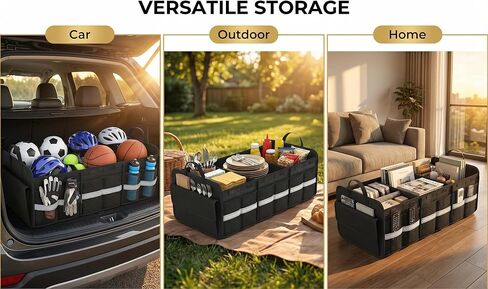 منظم وتخزين صندوق السيارة CloudDream، مساحة تخزين كبيرة قابلة للطي مقاس 35.4 بوصة مع 3 مقصورات و6 جيوب، منظم قابل للطي مقاوم للماء لسيارات الدفع الرباعي والشاحنات والشاحنات الصغيرة والسيدان وإكسسوارات السيارات in Kuwait