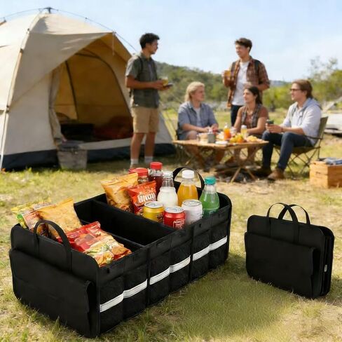 منظم وتخزين صندوق السيارة CloudDream، مساحة تخزين كبيرة قابلة للطي مقاس 35.4 بوصة مع 3 مقصورات و6 جيوب، منظم قابل للطي مقاوم للماء لسيارات الدفع الرباعي والشاحنات والشاحنات الصغيرة والسيدان وإكسسوارات السيارات in Kuwait