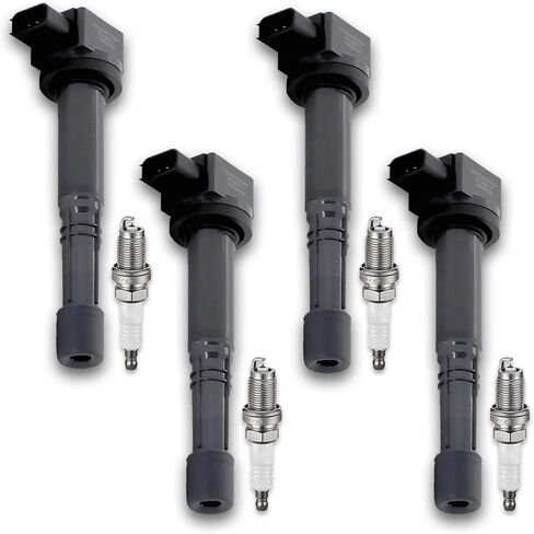 Set of 4 Ignition Coil Pack Spark Plugs Replacement for Honda Accord CRV Civic Element Acura RSX TSX 2002 2003 2004 2005 2006 2007 2008 2009 2.4 2.0 L4 Ignition Coils Spark Plugs UF311 UF583 in Kuwait