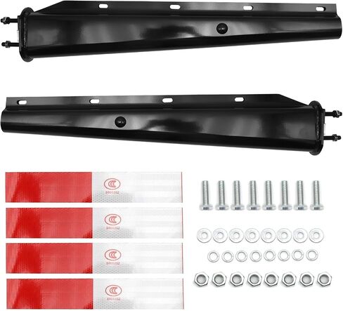 Black Straight Spring Loaded Mud Flap Hanger for semi Trucks, 2.5" Bolt Spacing, 30" Length with Reflective Strip Sticker, Right & Left Side, 2PCS in Kuwait