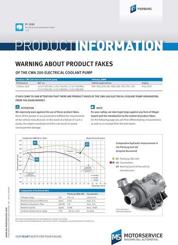 Pierburg Water Pump Electrical 40 Mm 12V 7.02851.20.0#OEM 11517521584 For BMW 11 51 7 521 584/11 51 7 545 201/11 51 7 546 994/11 51 7 563 183/11 51 7 586 924/11 51 7 586 925 in Kuwait