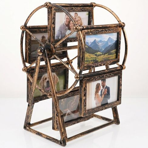 PRETYZOOM Retro Vintage Rotating 12 Photos Ferris Wheel Picture Frame, 4'' Photo Carousel Shows for DIY Spinning Valentine Home Windmill Family Décor Christmas Birthday in Saudi Arabia