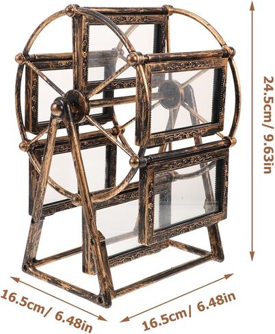 PRETYZOOM Retro Vintage Rotating 12 Photos Ferris Wheel Picture Frame, 4'' Photo Carousel Shows for DIY Spinning Valentine Home Windmill Family Décor Christmas Birthday in Saudi Arabia