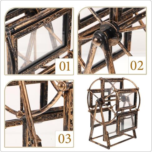 PRETYZOOM Retro Vintage Rotating 12 Photos Ferris Wheel Picture Frame, 4'' Photo Carousel Shows for DIY Spinning Valentine Home Windmill Family Décor Christmas Birthday in Saudi Arabia
