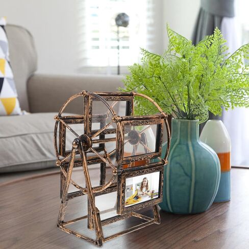 PRETYZOOM Retro Vintage Rotating 12 Photos Ferris Wheel Picture Frame, 4'' Photo Carousel Shows for DIY Spinning Valentine Home Windmill Family Décor Christmas Birthday in Saudi Arabia