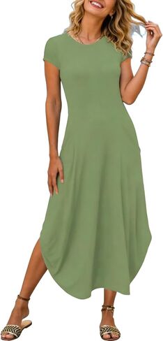 evepes Beach Dresses for Women 2026 Vacation Cap Sleeves Long Maxi Dresses 2026 Summer Casual Boho Shift Dress with Pockets in Saudi Arabia