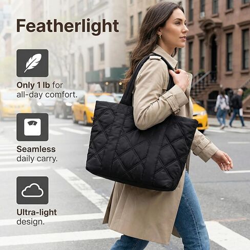 حقيبة حمل مبطنة للنساء، حقيبة حمل منتفخة خفيفة الوزن مع مقصورات حقيبة كتف للسفر والعمل وصالة الألعاب الرياضية in Kuwait