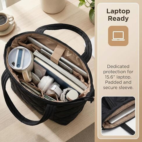 حقيبة حمل مبطنة للنساء، حقيبة حمل منتفخة خفيفة الوزن مع مقصورات حقيبة كتف للسفر والعمل وصالة الألعاب الرياضية in Kuwait