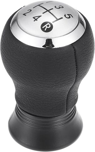 مقبض ناقل الحركة اليدوي 5 سرعات - مقبض ذراع ناقل الحركة لعلبة التروس للسيارة - لسيارة تويوتا ياريس 2005-2010 من الجلد الصناعي البلاستيكي باللون الأسود والفضي - قطعة واحدة in Kuwait