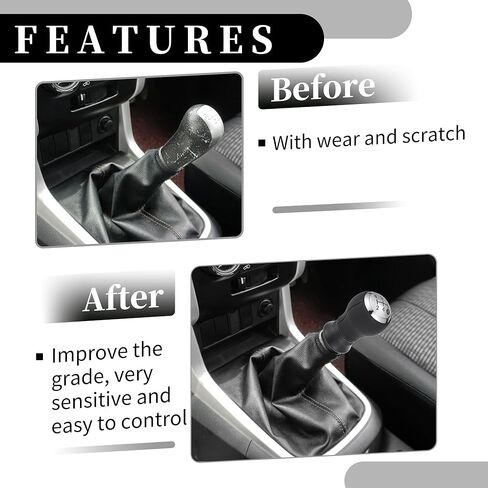 مقبض ناقل الحركة اليدوي 5 سرعات - مقبض ذراع ناقل الحركة لعلبة التروس للسيارة - لسيارة تويوتا ياريس 2005-2010 من الجلد الصناعي البلاستيكي باللون الأسود والفضي - قطعة واحدة in Kuwait