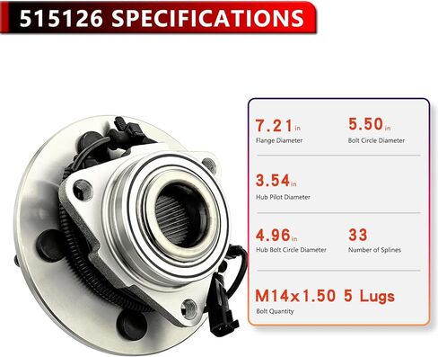 Pair 515126 Front Wheel Hub and Bearing Assembly for 2009-2011 Dodge Ram 1500 W/ABS 5-lugs Wheel Bearing Driver Passenger Side in Kuwait