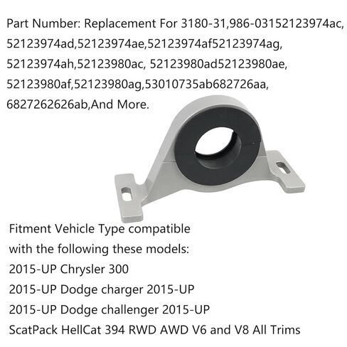 محمل دعم مركز عمود المحرك، متوافق مع 2015-2025 Dodge Challenger/Chrysler 300 /Scat Pack Hellcat RWD & AWD V6 & V8 حل دعم المحمل المركزي، جميع الديكورات تحل محل 53010735AB in Kuwait