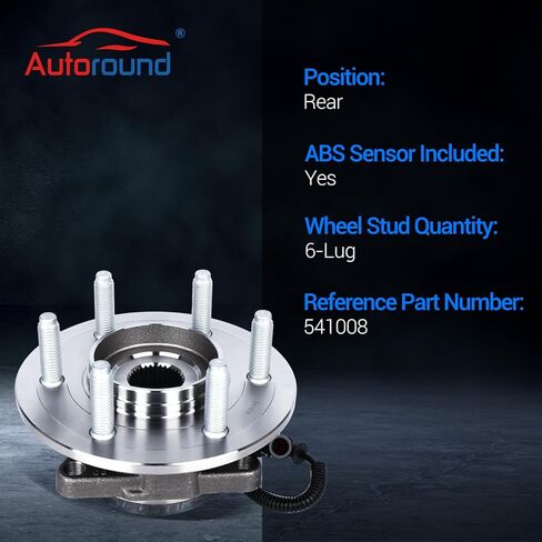 Autoround 541008 Rear Wheel Bearing and Hub Assembly Fit for 2007-2010 Ford Expedition, 07-10 Lincoln Navigator, 6 Lugs w/ABS, 2-Pack in Saudi Arabia