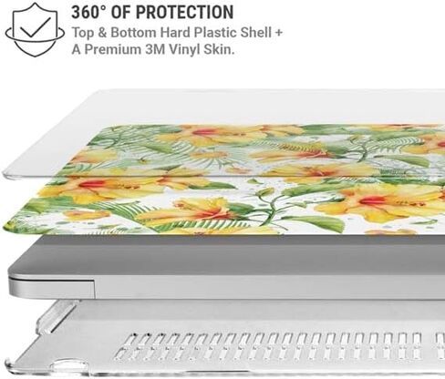 حقيبة كمبيوتر محمول Skinit بالإضافة إلى غلاف متوافق مع جهاز MacBook Air 15in (2023) - تصميم الكركديه الأصفر المرخص رسميًا in Kuwait