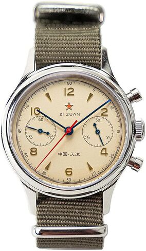 Sugess Chrono Hertiage Gold Swan Neck 38mm Seagull 1963 مع سوار نايلون أصلي، زجاج كريستال الياقوت، غطاء خلفي لحالة المعرض ST1901 ساعة ميكانيكية كرونوغراف للرجال SU1963TBNX in Kuwait