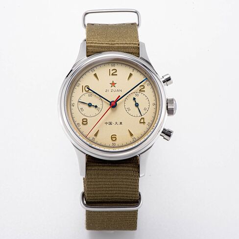 Sugess Chrono Hertiage Gold Swan Neck 38mm Seagull 1963 مع سوار نايلون أصلي، زجاج كريستال الياقوت، غطاء خلفي لحالة المعرض ST1901 ساعة ميكانيكية كرونوغراف للرجال SU1963TBNX in Kuwait