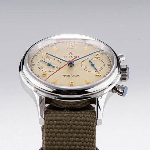 Sugess Chrono Hertiage Gold Swan Neck 38mm Seagull 1963 مع سوار نايلون أصلي، زجاج كريستال الياقوت، غطاء خلفي لحالة المعرض ST1901 ساعة ميكانيكية كرونوغراف للرجال SU1963TBNX in Kuwait