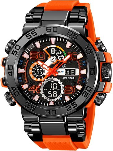 findtime Mens Watch Sport Military Watches Colorful Waterproof Digital Analog Watch Tactical Outdoor Big Face Wrist Watches Dual Time LED Luminous Alarm Stopwatch Relojes para Hombres in Kuwait