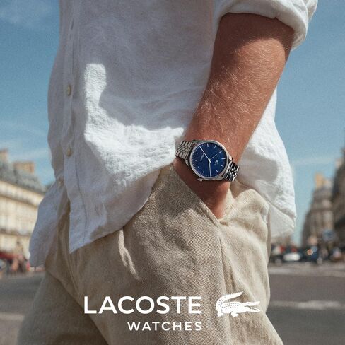Lacoste Lisbon Men’s Quartz Watch - Bracelet, Three-Hand Sunray Dial with Stick Indexes, Polished Case, Crocodile Logo - Modern, Classic Timepiece - Gift for Him 42mm in Saudi Arabia