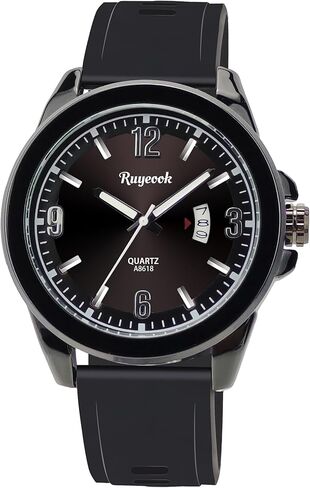 Men's Quartz Stylish Wrist Watch, Business Casual Sport, Calendar Display, Military Design, Waterproof Rubber Silicone Band Watch in Kuwait