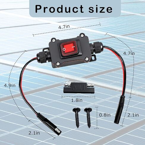 12V Inline Toggle Power Switch, 12AWG on/Off Switch SAE to SAE Cable, IP67 Quick Connect/Disconnect Red Light Button, Suitable for Motorcycle, Solar Panel, RV, Camping Trailer on/Off Connection in Saudi Arabia