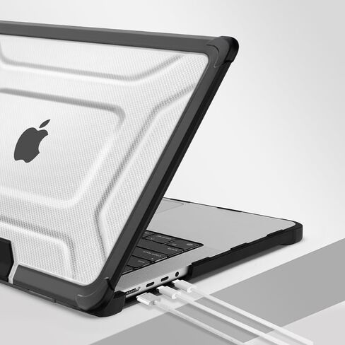 MOSISO Compatible with MacBook Pro 14 inch Case 2025-2021 M5 M4 M3 M2 M1 A3434 A3112 A3185 A3401 A2918 A2992 A2779 A2442, Shockproof TPU Bumper Dots Plastic Hard Case with Foldable Stand, Black in Saudi Arabia