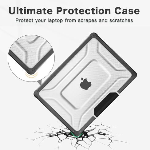 MOSISO Compatible with MacBook Pro 14 inch Case 2025-2021 M5 M4 M3 M2 M1 A3434 A3112 A3185 A3401 A2918 A2992 A2779 A2442, Shockproof TPU Bumper Dots Plastic Hard Case with Foldable Stand, Black in Saudi Arabia