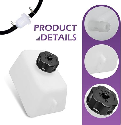 Fuel Petrol Tank, Coolant Reservoir Tank, Plastic Gas Tank with Oil Filter and Pipes, Fit for Quad Dirt Atv Scooter 2 Stroke 43cc 45cc 47cc (White) in Kuwait