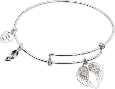Qina C. With God All Things Are Possible Heart Leaf Sterling Silver Christian Cross Charm Ajustable Wire Bangle Bracelet in Saudi Arabia