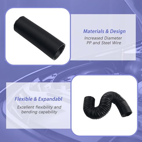 3" Diameter Air Intake Hose for Car,Flexible Air Intake Tube Extendable Up to 39.37",Universal Adjustable Car Airs Duct Hose Cars Accessories for Most Automotive,Truck in Kuwait