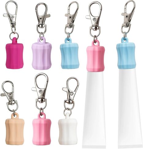 سلسلة مفاتيح حامل ملمع الشفاه مكونة من 6 ألوان، حامل سلسلة مفاتيح بلسم الشفاه، سلسلة مفاتيح معدنية وملمع شفاه من السيليكون للنساء in Kuwait