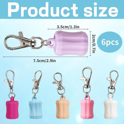 سلسلة مفاتيح حامل ملمع الشفاه مكونة من 6 ألوان، حامل سلسلة مفاتيح بلسم الشفاه، سلسلة مفاتيح معدنية وملمع شفاه من السيليكون للنساء in Kuwait