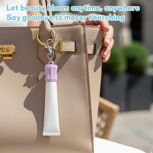 سلسلة مفاتيح حامل ملمع الشفاه مكونة من 6 ألوان، حامل سلسلة مفاتيح بلسم الشفاه، سلسلة مفاتيح معدنية وملمع شفاه من السيليكون للنساء in Kuwait