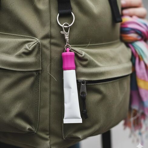 سلسلة مفاتيح حامل ملمع الشفاه مكونة من 6 ألوان، حامل سلسلة مفاتيح بلسم الشفاه، سلسلة مفاتيح معدنية وملمع شفاه من السيليكون للنساء in Kuwait