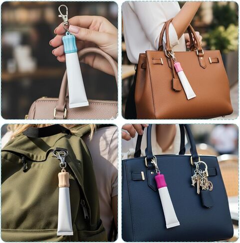 سلسلة مفاتيح حامل ملمع الشفاه مكونة من 6 ألوان، حامل سلسلة مفاتيح بلسم الشفاه، سلسلة مفاتيح معدنية وملمع شفاه من السيليكون للنساء in Kuwait