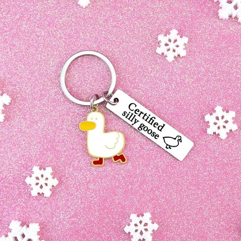 Silly Goose Keychain Funny Keychain Novelty Keychains for Friends Teen Girls Gag Gifts for Women Men Coworkers Christmas White Elephant Gifts for Adults Goose Decor in Kuwait