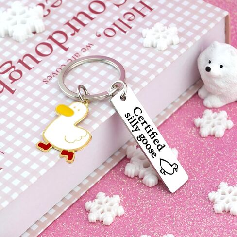 Silly Goose Keychain Funny Keychain Novelty Keychains for Friends Teen Girls Gag Gifts for Women Men Coworkers Christmas White Elephant Gifts for Adults Goose Decor in Kuwait