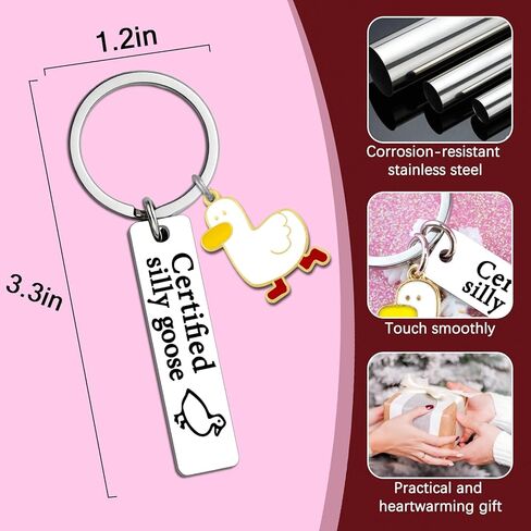Silly Goose Keychain Funny Keychain Novelty Keychains for Friends Teen Girls Gag Gifts for Women Men Coworkers Christmas White Elephant Gifts for Adults Goose Decor in Kuwait