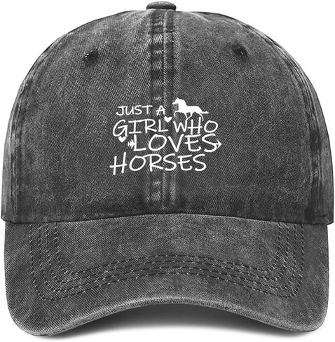 Just Girl Who Loves Horse Hat Baseball Cap for Women Adjustable Trendy Hats Cotton in Kuwait