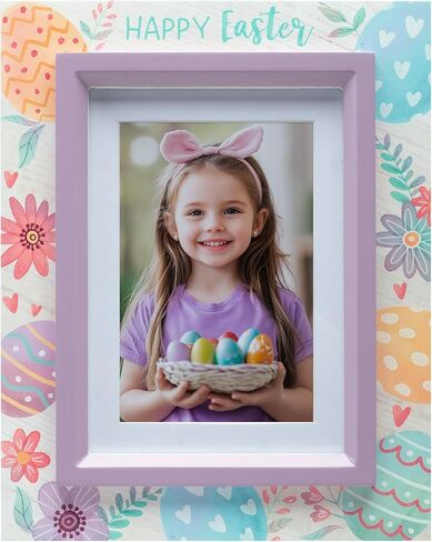 Happy Easter Flower and Egg 4" x 6" or 5" x 7" Wood Picture Frame in Kuwait