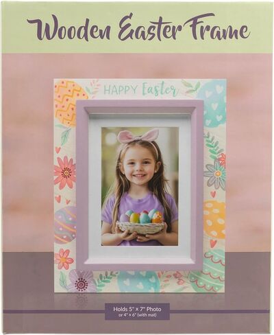 Happy Easter Flower and Egg 4" x 6" or 5" x 7" Wood Picture Frame in Kuwait