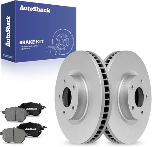 AutoShack Front Vented Drilled & Slotted Coated Brake Rotors Silver Matte Finish + Ceramic Pads 6-PC Brake Kit Replacement for 2009-2011 Nissan Murano TurboGuard 12.59" (319.7 mm) in Saudi Arabia
